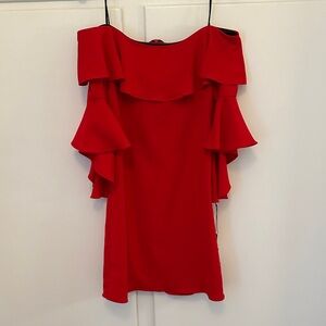 NWT Issue New York Off Shoulder Red Mini Dress Ruffle